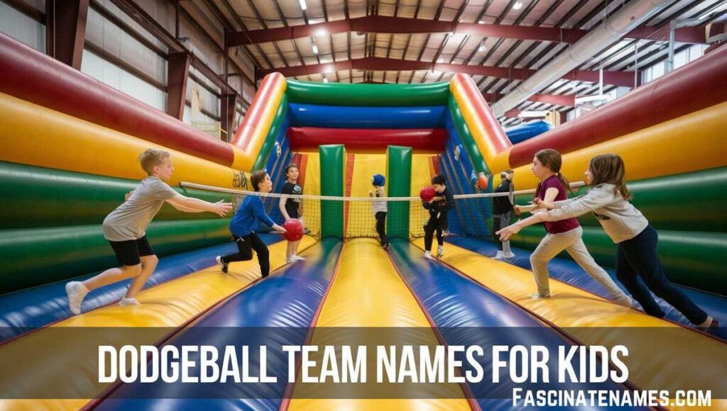 An illustration displaying various imaginative team names for kids, promoting teamwork and excitement in sports.