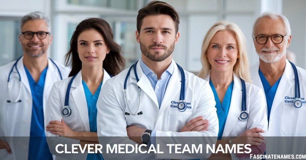 A diverse medical team brainstorming innovative ideas in a bright, collaborative workspace.