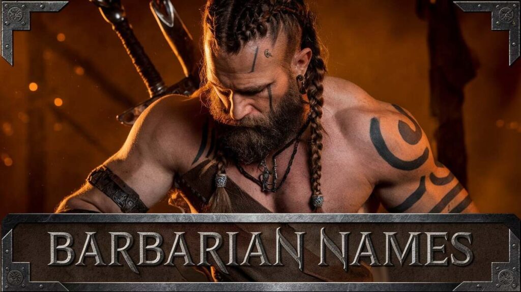 Logo for the game "Barbarian ," featuring bold, fierce lettering and a rugged design that captures the barbarian spirit.