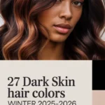 Dark-skinned woman with deep caramel winter hair colors.