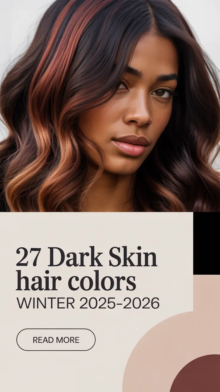 Dark-skinned woman with deep caramel winter hair colors.