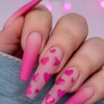 Pink French Valentine Nails for Square Nails